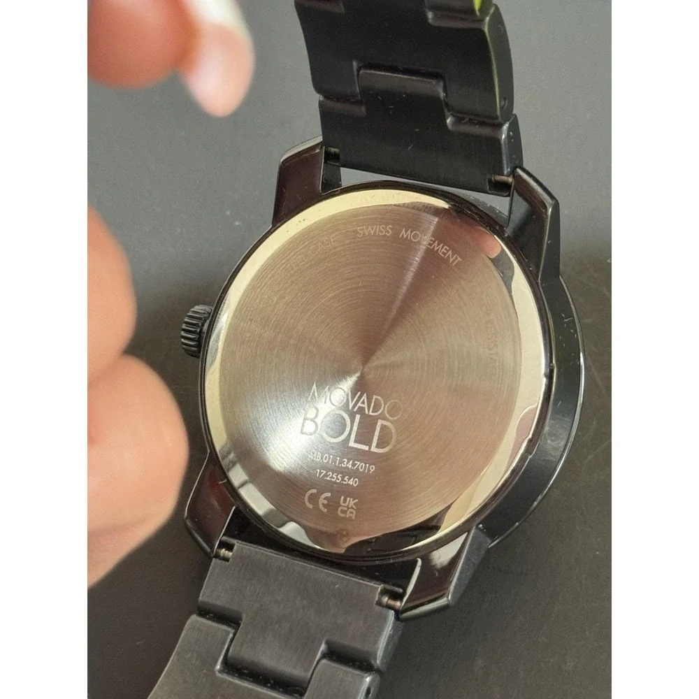 Mens Movado Bold Blue Black Quartz Wrist Watch